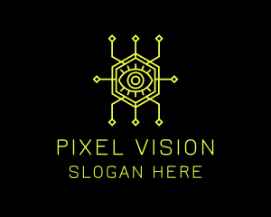 Yellow Cyberspace Eye  logo design