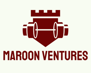 Maroon - Barbell Tower Shield logo design