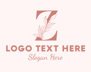 Pink - Elegant Leaves Letter Z logo design