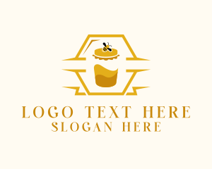 Hive - Golden Honey Bee logo design