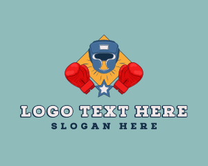 Boxing - Boxing Helmet Gloves logo design