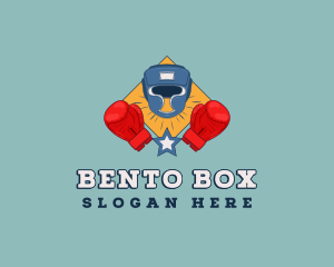 Boxing Helmet Gloves logo design