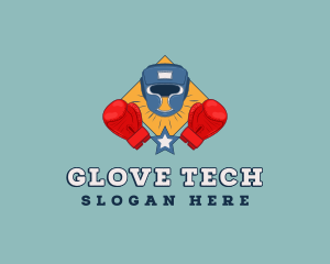 Boxing Helmet Gloves logo design