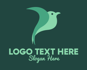 Pigeon - Green Bird Flying logo design