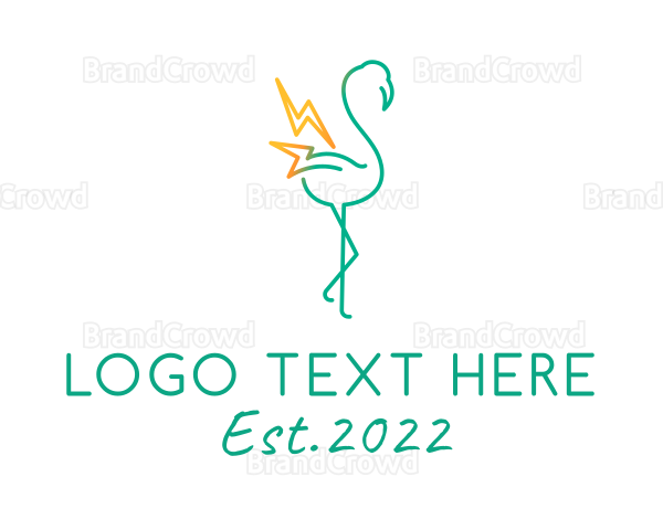 Electric Flamingo Bird Logo