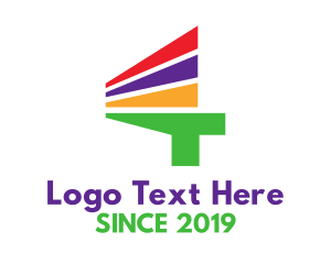 Four - Colorful Stripe Number 4 logo design