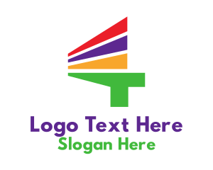Colorful Stripe Number 4  Logo