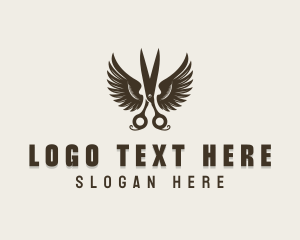 Wings - Scissors Hair Styling Barber logo design