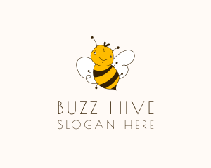 Smiling Bee Insect logo design