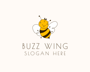 Smiling Bee Insect logo design