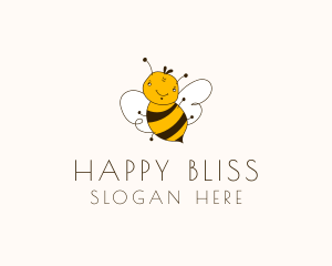 Smiling Bee Insect logo design