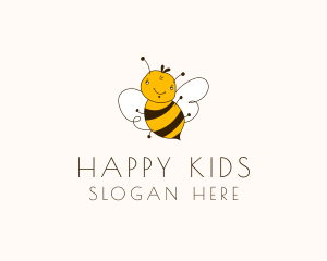 Smiling Bee Insect logo design