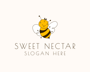 Smiling Bee Insect logo design