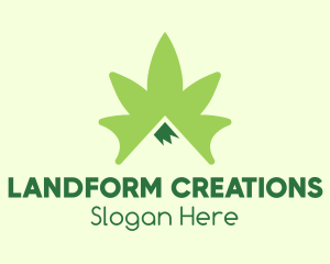 Landform - Green Cannabis Mountain Peak logo design