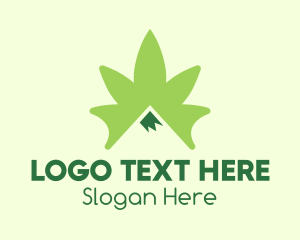 Red Mountain - Green Cannabis Mountain Peak logo design