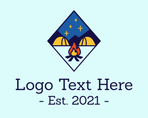 Tent - Night Star Campfire logo design