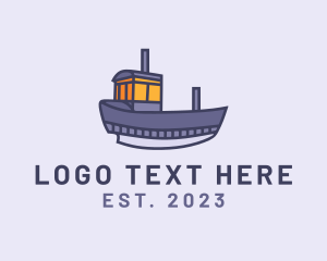 Fishing - Steamboat Transport Vessel logo design