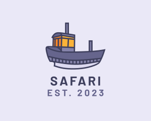 Marine - Steamboat Transport Vessel logo design