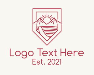 Accomodation - Red Monoline Outdoor Emblem logo design