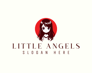 Little Cute Girl Anime logo design