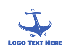 Fish - Anchor Manta Stingray logo design