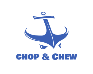 Seafood - Anchor Manta Ray logo design