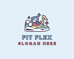 Sneakers Music Footwear logo design