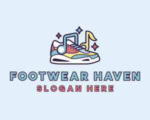 Sneakers Music Footwear logo design
