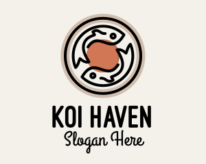 Koi - Zen Fish Badge logo design