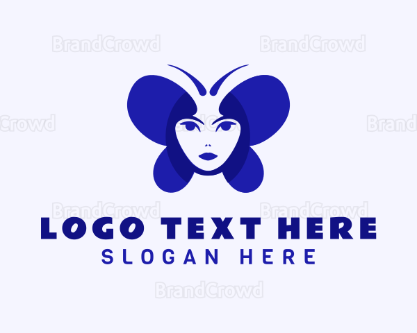 Blue Butterfly Woman Logo