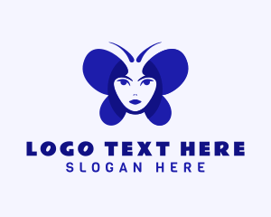 Person - Blue Butterfly Woman logo design
