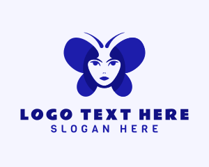 Woman - Blue Butterfly Woman logo design