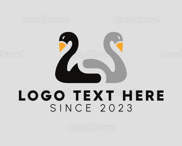 Swan Couple Birds Logo