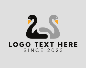 Blue Swan - Swan Couple Birds logo design