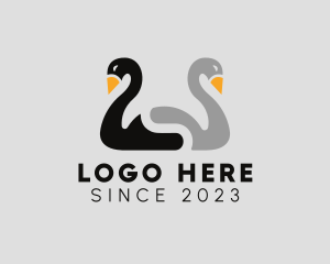 Wildlife - Swan Couple Birds logo design