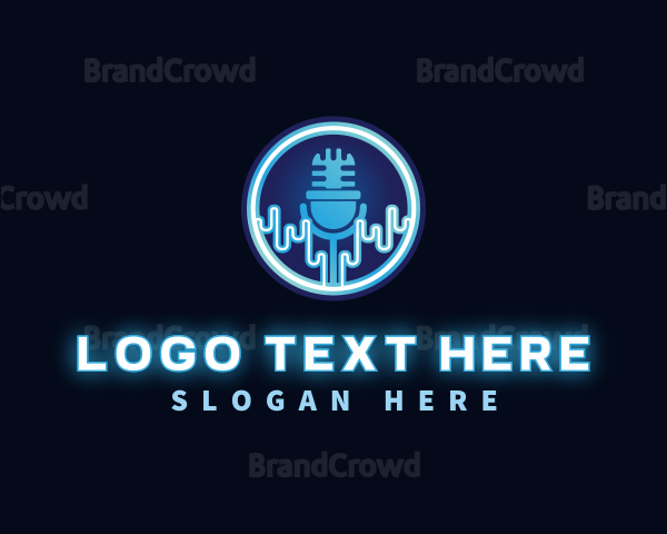 Neon Light Podcast Microphone Logo