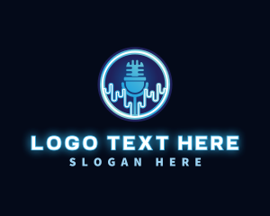 Sound - Neon Light Podcast Microphone logo design