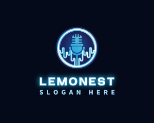 Vocalist - Neon Light Podcast Microphone logo design