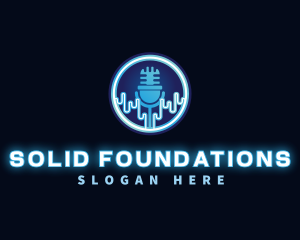 Singer - Neon Light Podcast Microphone logo design