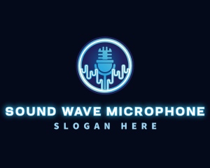 Neon Light Podcast Microphone logo design