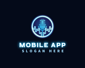 Singer - Neon Light Podcast Microphone logo design