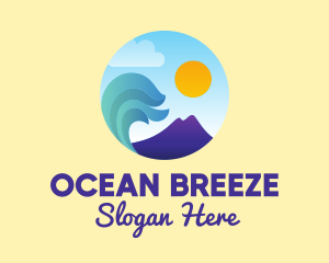 Seashore - Seaside Mountain Wave Landscape logo design