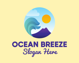 Seaside Mountain Wave Landscape logo design