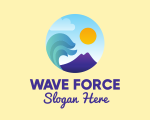 Tsunami - Seaside Mountain Wave Landscape logo design