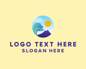 Seaside Mountain Wave Landscape logo design