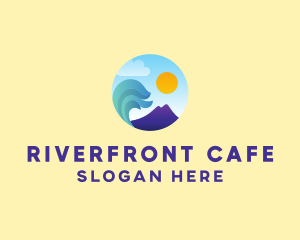 Seaside Mountain Wave Landscape logo design