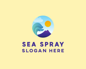 Seaside Mountain Wave Landscape logo design