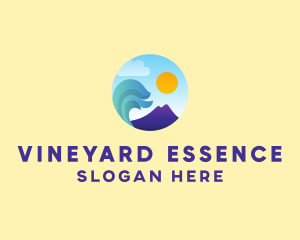 Seaside Mountain Wave Landscape logo design