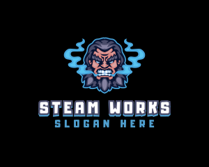 Steam - Caveman Smoke Vape Gaming logo design