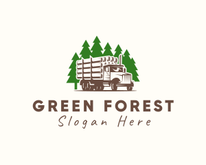 Woods - Forest Logging Truck logo design